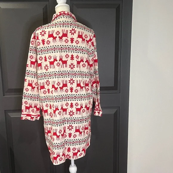 Hanna Andersson Dear Deer Holiday Flannel Scandinavian Night Shirt Nightgown M - Picture 2 of 12
